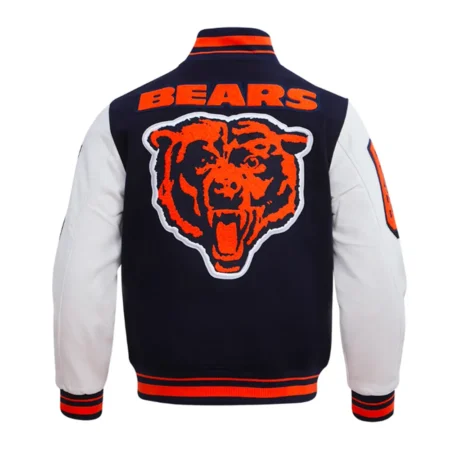 Back view of Chicago Bears Mashup Varsity Jacket.