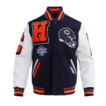 Front view of Chicago Bears Mashup Varsity Jacket.