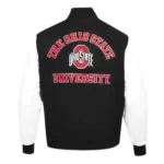 Front view of Classic Ohio State University Varsity Jacket.