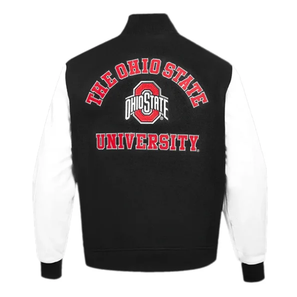 Back view of Classic Ohio State University Varsity Jacket.