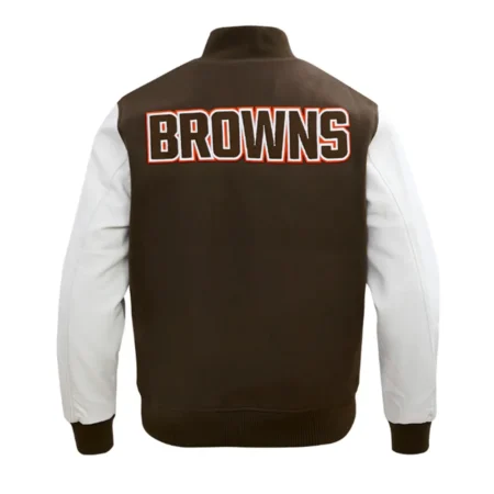 Cleveland Browns Classic Varsity Jacket back view with large logo.