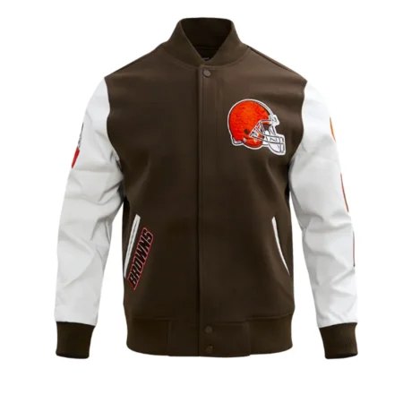 Cleveland Browns Classic Varsity Jacket front view with team logo.