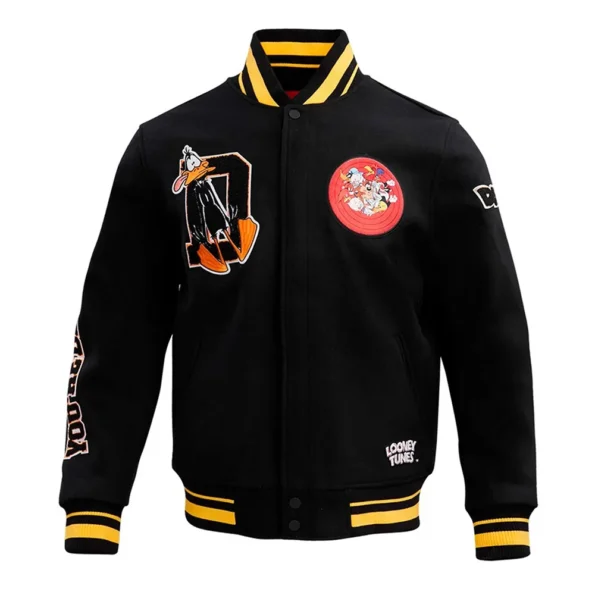 Daffy Duck Looney Tunes Varsity Jacket front view.