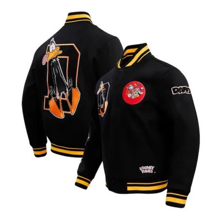 Daffy Duck Looney Tunes Varsity Jacket front and back.