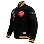 Daffy Duck Looney Tunes Varsity Jacket front and back view.