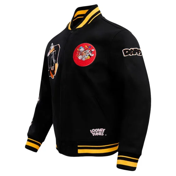 Daffy Duck Looney Tunes Varsity Jacket side view.