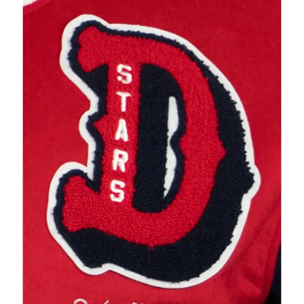 Close-up of Detroit Stars Vintage Varsity Jacket fabric and details