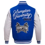 Front and back view of Hampton Pirates HBCU Varsity Jacket.