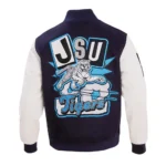 Homecoming Jackson State Varsity Jacket, front logo display.