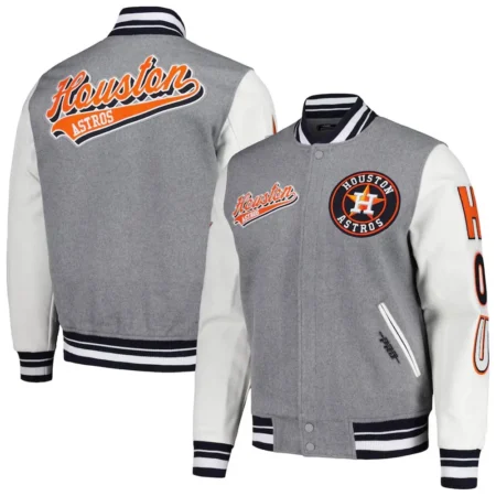 Script Tail Houston Astros Varsity Jacket front and back view.