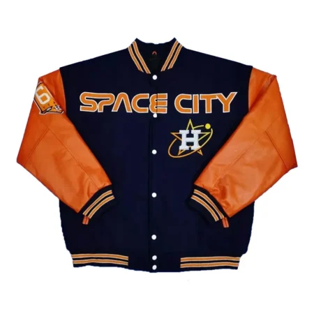 Front view of Space City Houston Astros Varsity Jacket.