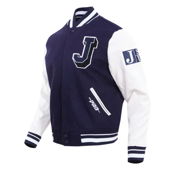 Side profile of Jackson State University Varsity Jacket.