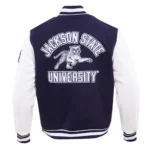 Front view of Jackson State University Varsity Jacket.