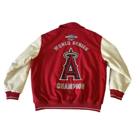 Back view of LA Angels World Series Varsity Jacket.