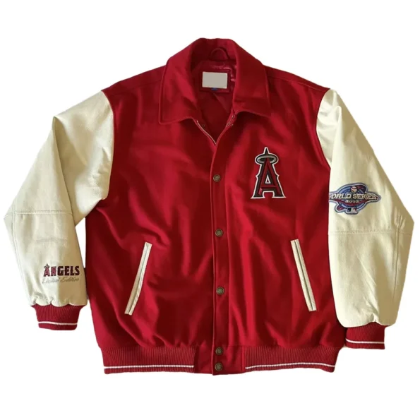 Front view of LA Angels World Series Varsity Jacket.