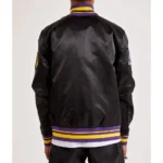 Model Wearing LA Lakers 17X Champions Varsity Jacket Front View