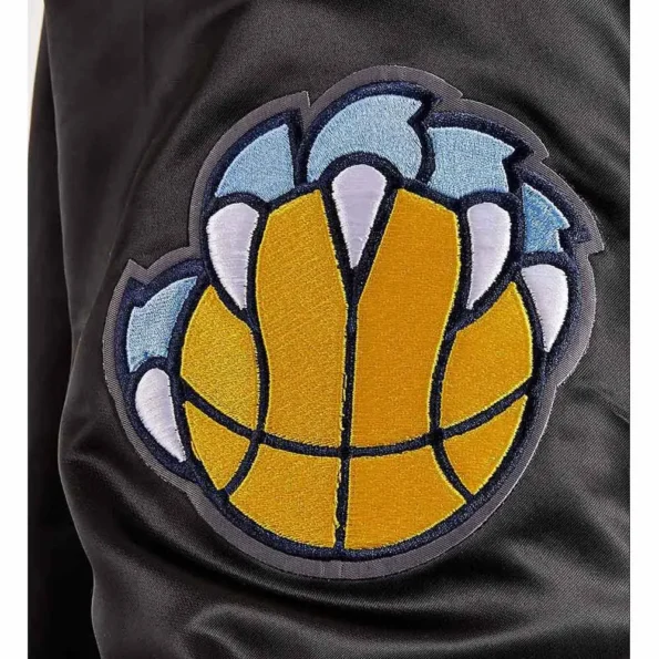 Close-up of Memphis Grizzlies 2001 Varsity Jacket fabric.