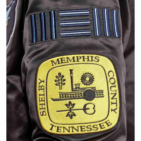 Close-up of Memphis Grizzlies 2001 Varsity Jacket fabric.