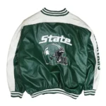 Michigan State Varsity Leather Jacket Front View.