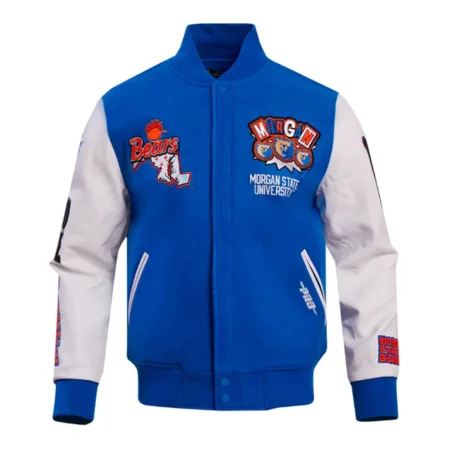 Morgan State University Varsity Jacket front view with logo.