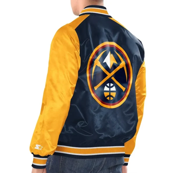 Denver Nuggets Renegade Varsity Jacket back view, logo design