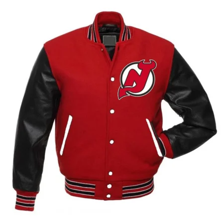 Front view of New Jersey Devils Varsity Jacket.