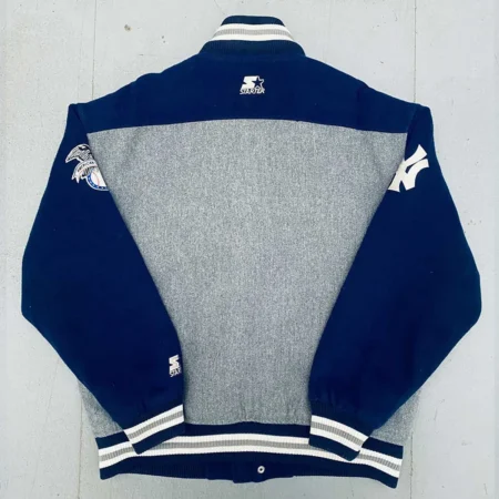 Back view of NY Yankees 1990s Script Varsity Jacket.