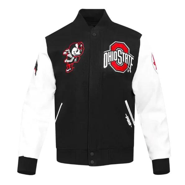 Front view of Classic Ohio State University Varsity Jacket.