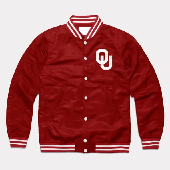 Oklahoma Boomer Sooners Varsity Jacket front view with logo.