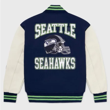 OVO Seattle Seahawks Varsity Jacket back view, team logo design