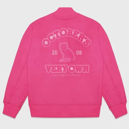 Valentine OVO Pink Varsity Jacket back view