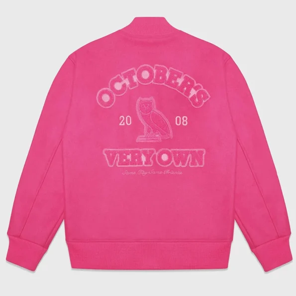 Valentine OVO Pink Varsity Jacket back view