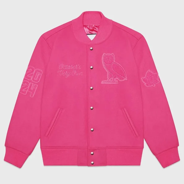 Valentine OVO Pink Varsity Jacket front view