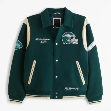 Front view of Fly Philadelphia Eagles Varsity Jacket.