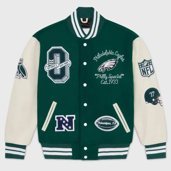 OVO Philadelphia Eagles Varsity Jacket front view