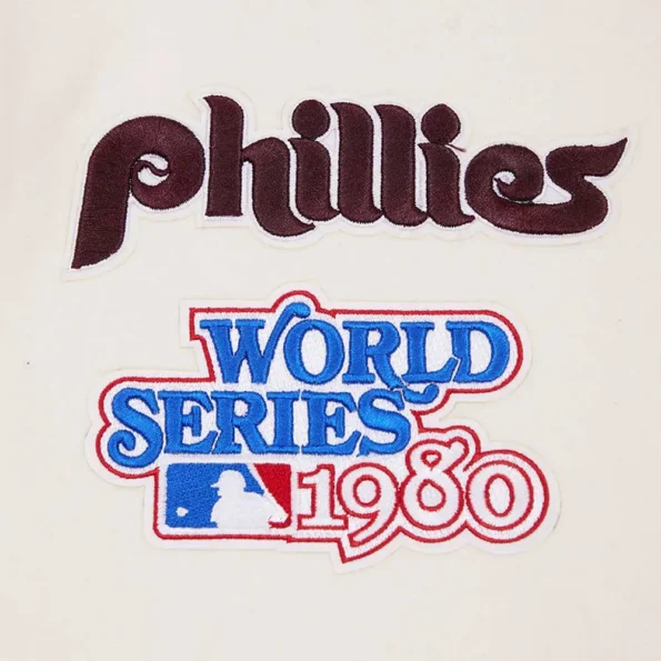 Close-up of Philadelphia Phillies Varsity Jacket.