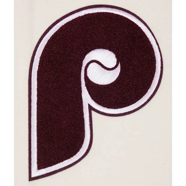 Close-up of Philadelphia Phillies Varsity Jacket.