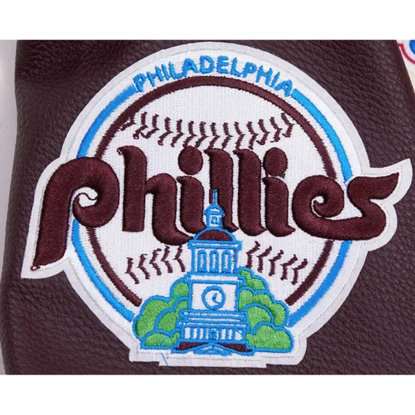 Close-up of Philadelphia Phillies Varsity Jacket.