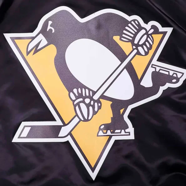 Close-up of Pittsburgh Penguins Glam Varsity Jacket details