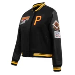 Front view of Retro Classic Rib Pirates Varsity Jacket.