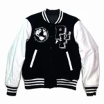 Front view of Places Plus Faces Varsity Jacket.