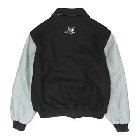 Back view of Providence College Friars Varsity Jacket in black.