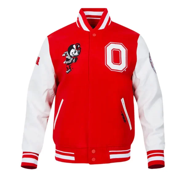 Front view of Ohio State University Varsity Jacket.