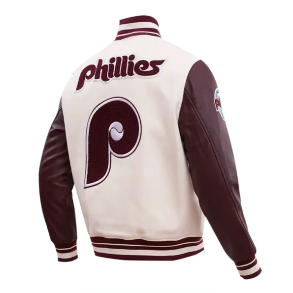 Philadelphia Phillies Varsity Jacket side view.