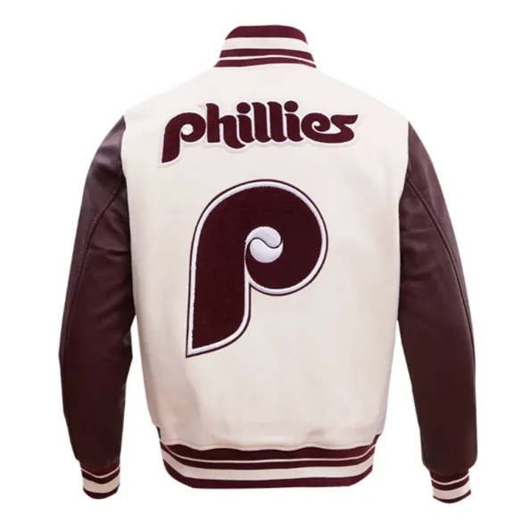 Philadelphia Phillies Varsity Jacket back view.