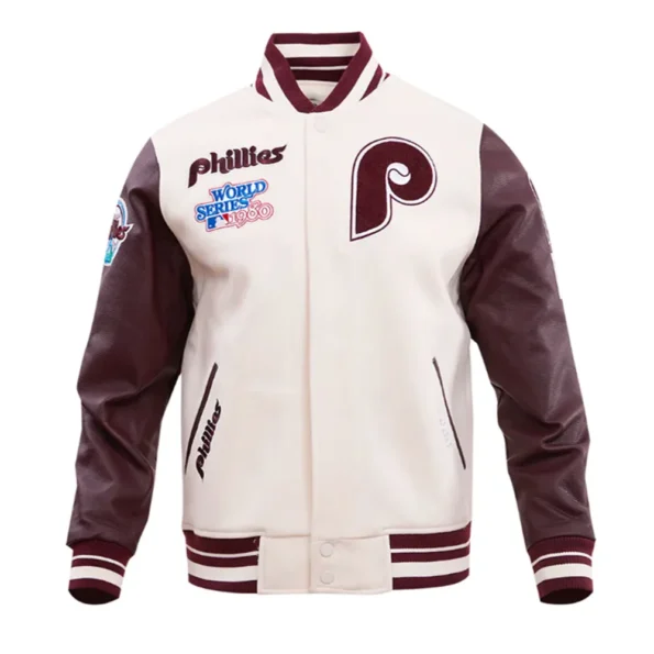 Philadelphia Phillies Varsity Jacket front view.