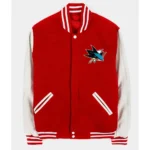 Front view of San Jose Sharks Varsity Jacket.