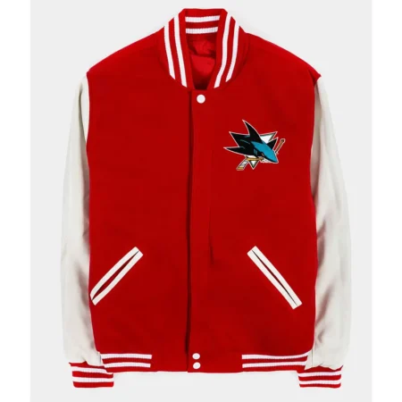 Front view of San Jose Sharks Varsity Jacket.