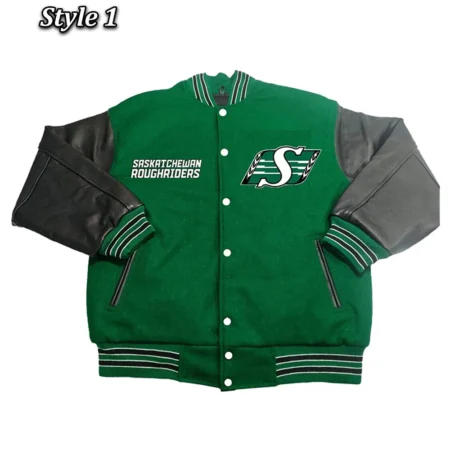 Saskatchewan Roughrider Varsity Jacket front view