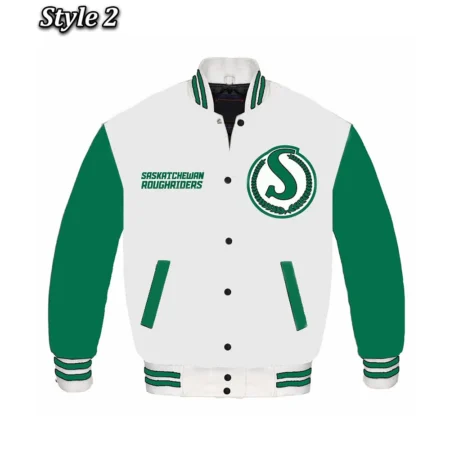 Saskatchewan Roughrider Varsity Jacket front view